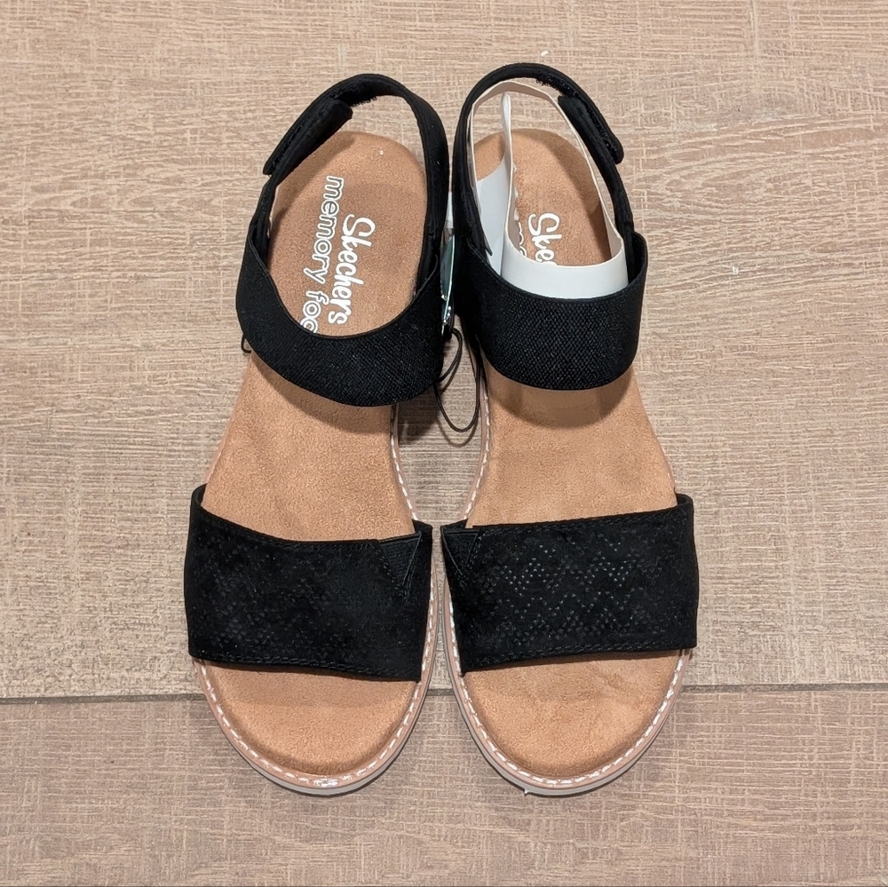 Skechers Women's Black Sandals with Tan Sole - Picture 2 of 11
